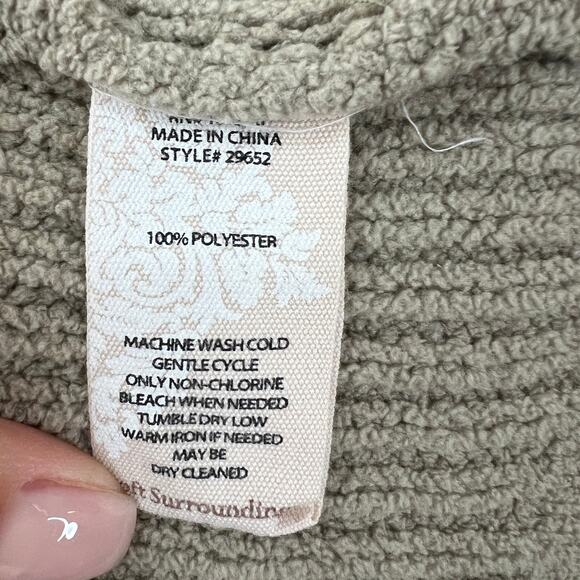 Soft Surrounding Beige Sweater Round Neck Long Sleeve Ribbed Pocket Sz M Medium - Picture 8 of 8